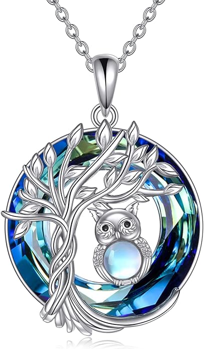 TOUPOP Tree of Life Animal Necklace 925 Sterling Silver Crystal/Abalone Shell Animal Pendant Jewelry Birthday Mothers Day Gifts for Women Mom Wife Her