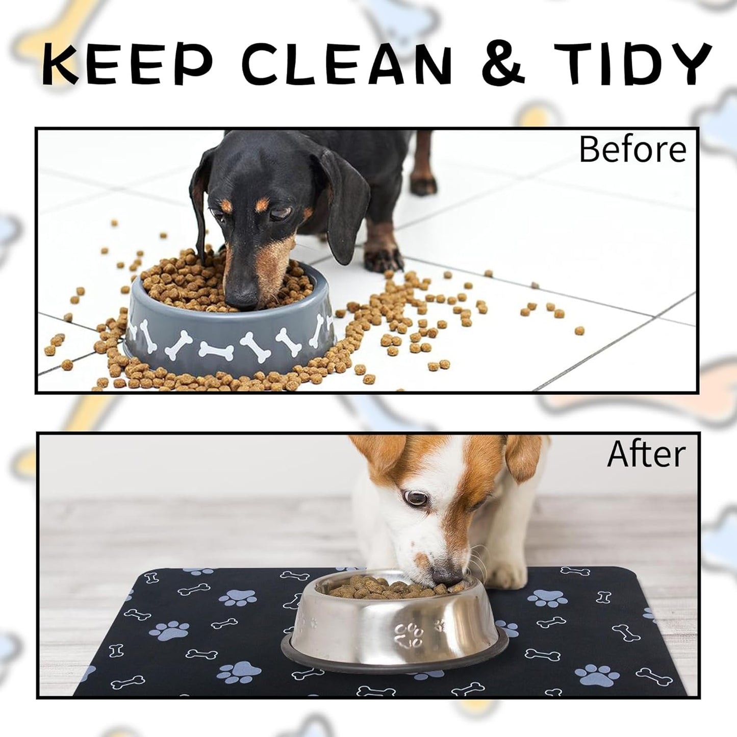 Pet Cat Dog Food Mat Non Slip Mat for Dog Water Bowl Mat Quick Dry Absorbent Cat Feeding Mat, 18.1 * 11.8 in, Brown