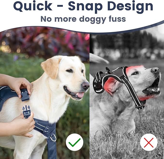 No Pull Dog Harness, Reflective Puppy Vest for Small Medium Large Sized Dog(Prussian Blue,XL)