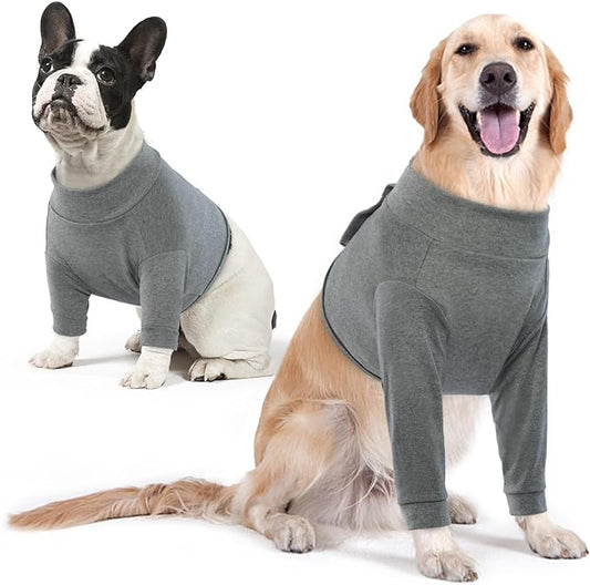 IDOMIK Dog Recovery Suit, Dog Surgery Recovery Suit Front Legs, Comfy Joint Leg Sleeves After Surgery, Elbow Braces Protector for Leg Injuries & Joint Pain, Cone Collar Alternatives,Grey,M