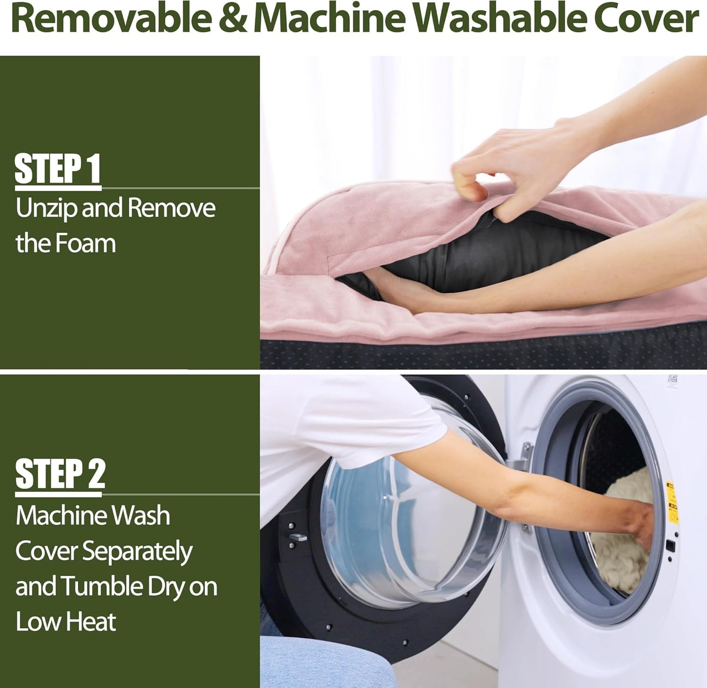 Orthopedic Dog Beds for Large Dogs, Waterproof Dog Beds, Memory Foam Dogs Couch Beds, Comfy Bolster Pet Beds with Removable Washable Cover, Nonskid Bottom (Large,Pink)