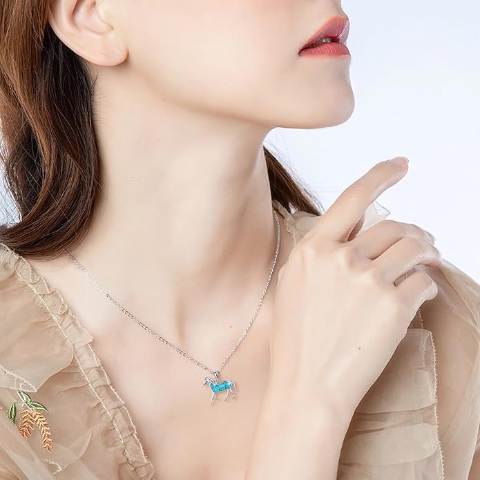Sterling Silver Cute Animal Pendant Necklace Fox/Snake/Unicorn/Owl on Moon/Rabbit/Horse Necklace Jewelry Gifts for Women Mom Sister
