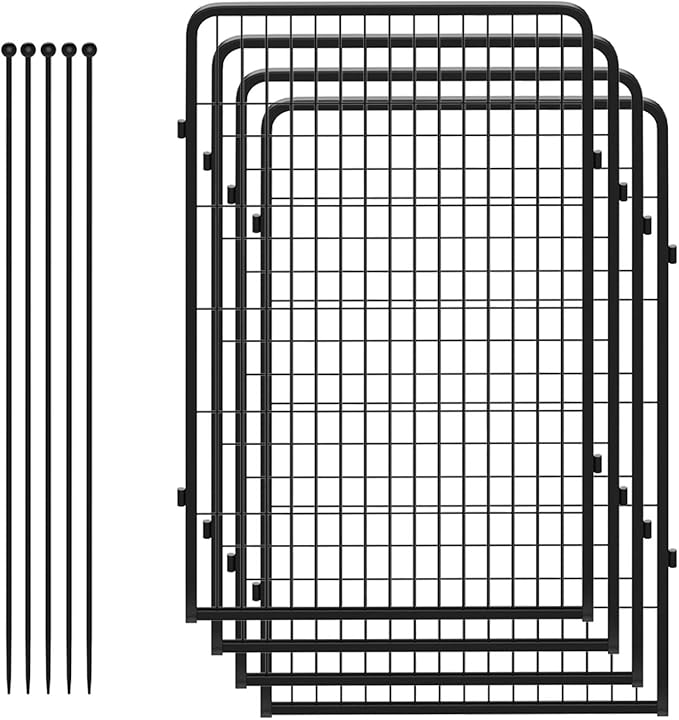 FXW Rollick Unleashed Dog Playpen for Indoor, Yard, RV Camping, 45 inch 4 Panels for Large Dogs, Black│Patented