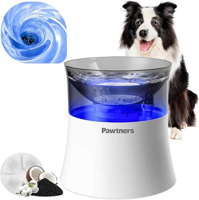 Dog Water Fountain with Vortex Filtration Design, 3.5L/123oz Elevated Dog Water Bowl for Large Medium Dogs & Cats, Automatic No Spill Water Dispenser with Deep Drinking Area and Ultra-Quiet Pump