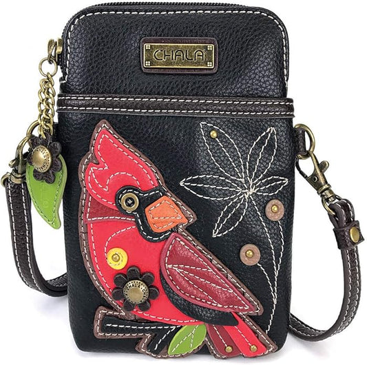 CHALA Cell Phone Crossbody Purse-Women PU Leather/Canvas Multicolor Handbag with Adjustable Strap