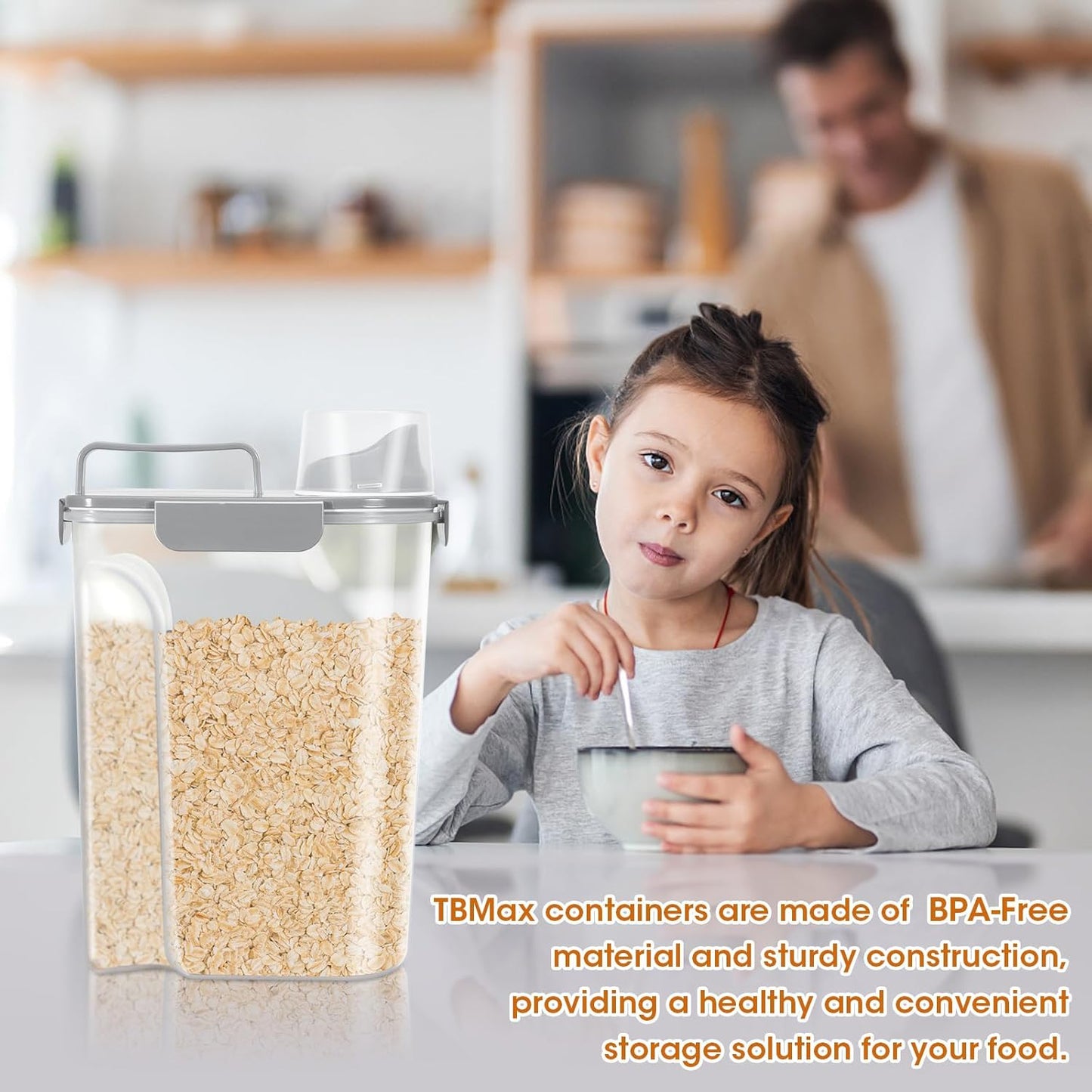 TBMax Rice Container 10 Lbs Kitchen Pantry Food Storage Container, Small Pet Dog Cat Food Container Dispenser 6 Lbs, Plastic Rice Cereal Flour Holder with Cup for Dry Food Storage Organization