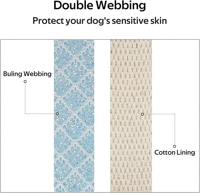 Dog Collar with Waterproof AirTag Holder & Anti-Lost QR Code, Cute Bling Warpping Adjustable Width for Small Medium Large Pet (Light Blue, S)