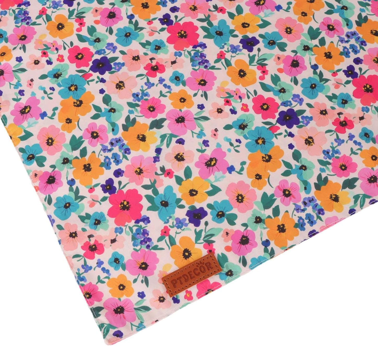 PTDECOR Floral Dog Bandana, Flower Reversible Pets Scarf, Premium Durable Fabric, Adjustable Pink Green Bandanas for Extra Large Dogs (X-Large)