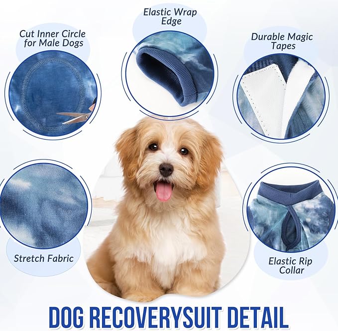Lukovee Recovery Suit for Dogs, Onesie Surgery Recovery Suit for Female Male Dogs, Abdominal Wounds Cone E-Collar Alternative Prevent Licking Spay Recovery Suit (TBL,L)