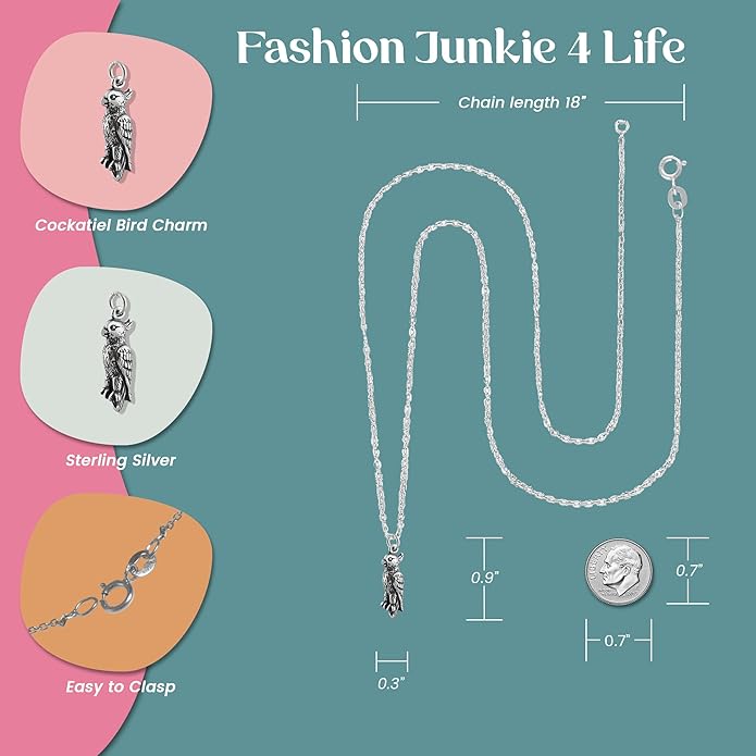 FashionJunkie4Life Sterling Silver Bird Pendant Necklaces for Women