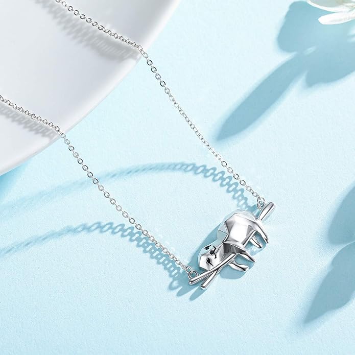 JUSTKIDSTOY Sloth Necklace Sterling Silver “Slow Down Be Happy” Slider Sloths Stuffed Animal Pendant Jewelry Charm Gifts for Women