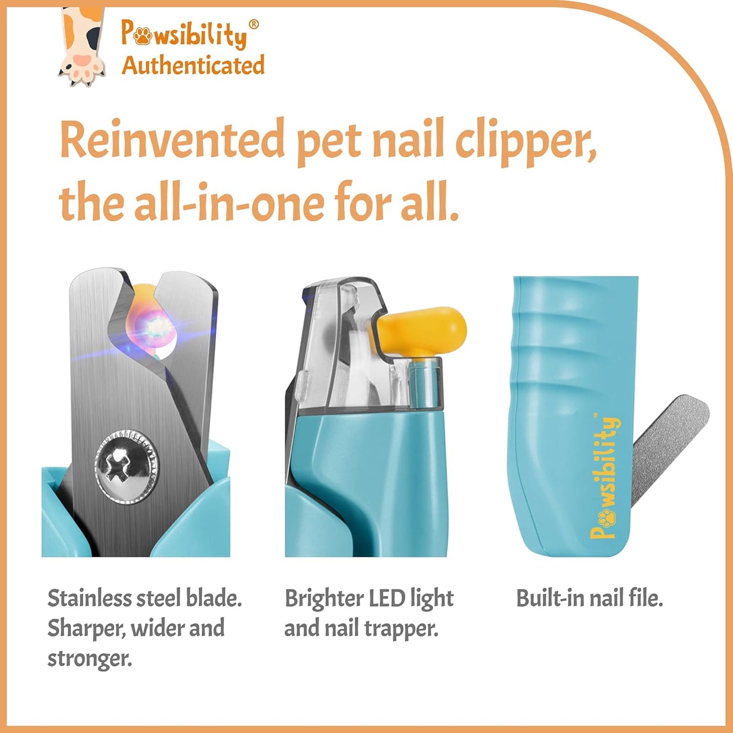 Reinvented Pet Nail Clippers for Your Pal - USB Rechargeable LED Light for Bloodline | Razor Sharp and Durable Blade | Vets Recommended Trimming Tool for Dogs and Cats