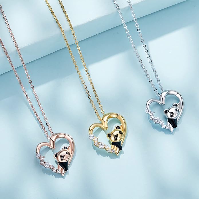925 Sterling Silver Dog Paw Cat Panda Necklace for Women Cute Dainty Animal Pendant Necklace Gifts for Cat Mom Animals Lover…