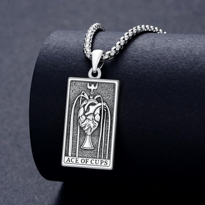 PELOVNY Tarot Card Necklace 925 Sterling Silver Skeleton Necklace The Sun Moon Star Strength Lovers Death Devil Fool Tarot Jewelry Christmas Birthday Gifts for Men Women Unisex