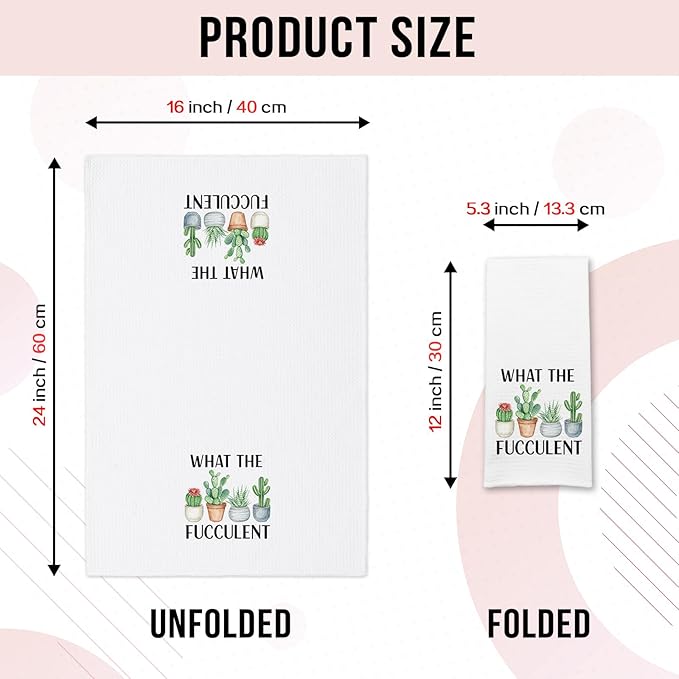 Plant Lovers Kitchen Towels, What The Fucculent Dishcloths, Gardening Gifts for Women, Succulent Cactus Towels for Kitchen Decor, Cute Housewarming Gifts for Hostess Gardeners Plant Lovers