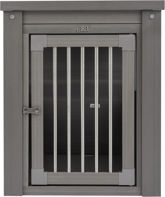 New Age Pet ECOFLEX Dog Crate End Table - Furniture-Style Pet Crate for Crate Trained Dogs - Stainless Steel Tubing & a Latched Closure - 10 Year Manufacturer's Warranty, Medium