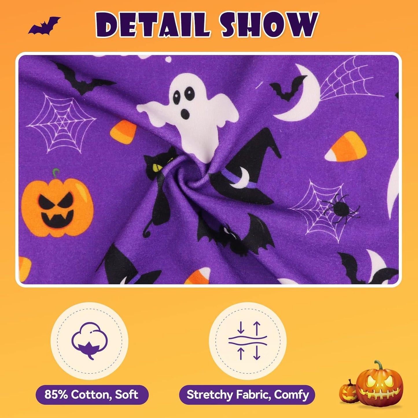 Dog Halloween Pajamas Dog Costumes Pjs Stretchy Funny Pet Costumes Clothes Outfit Pajamas for Medium Dogs(M)