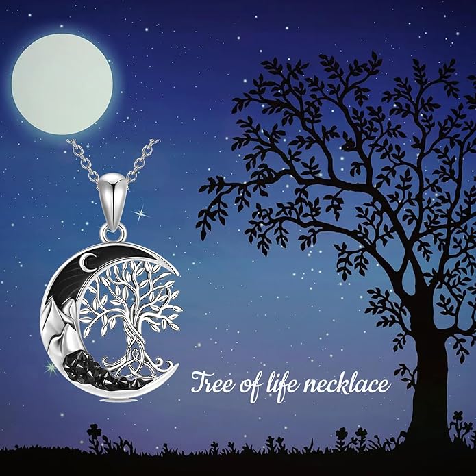 Gothic Jewelry Bat/Cat/Wolf/Dragon/Owl/Fox/Spider/Sun Pendant Sterling Silver Crescent Moon Necklace for Women Girls Black Jewelry Gifts