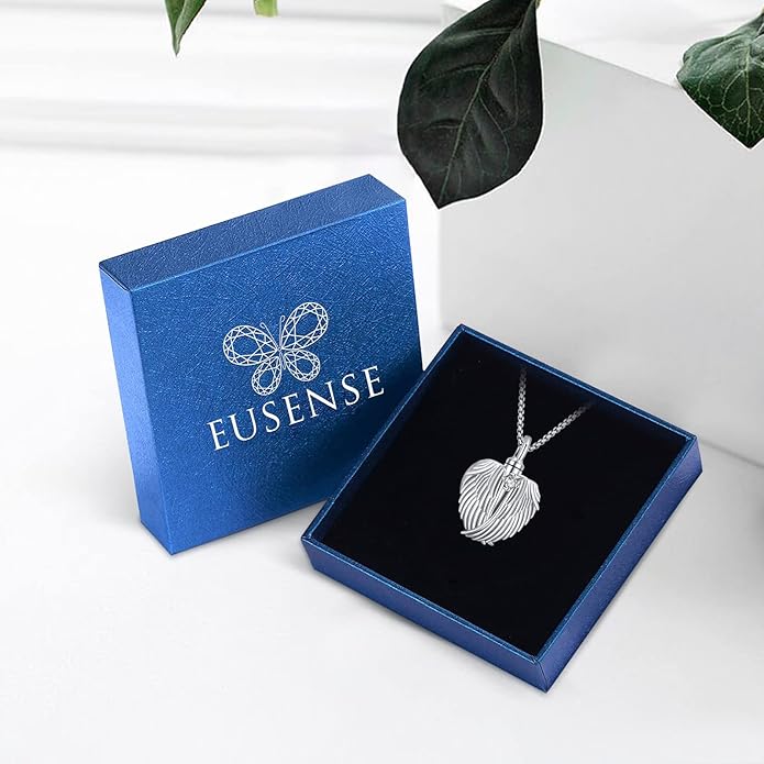 Eusense Cremation Jewelry for Ashes Urn Necklace to Put Ashes In 925 Sterling Silver Memorial Pendant Heart Urn Necklaces for Ashes Necklace for Women Men