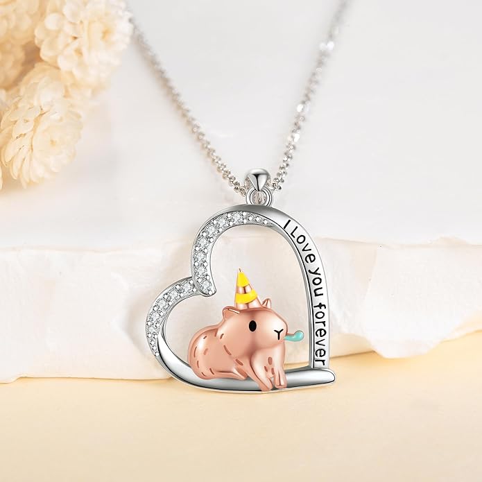 Capybara/Squirrel/Chihuahua Necklace Sterling Silver Chihuahua Squirrel Jewelry Capybara Gifts for Women