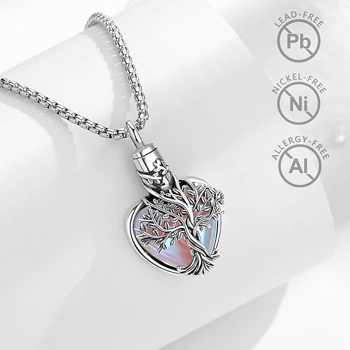 EUDORA Sterling Silver Urn Necklace for Ashes for Women Men, Ash Pendant for Human Cat Dog Ashes, Necklace for Ashes of Loved One Dad Mom Papa Pet Cremation Souvenir Jewelry for Funeral, 20inch