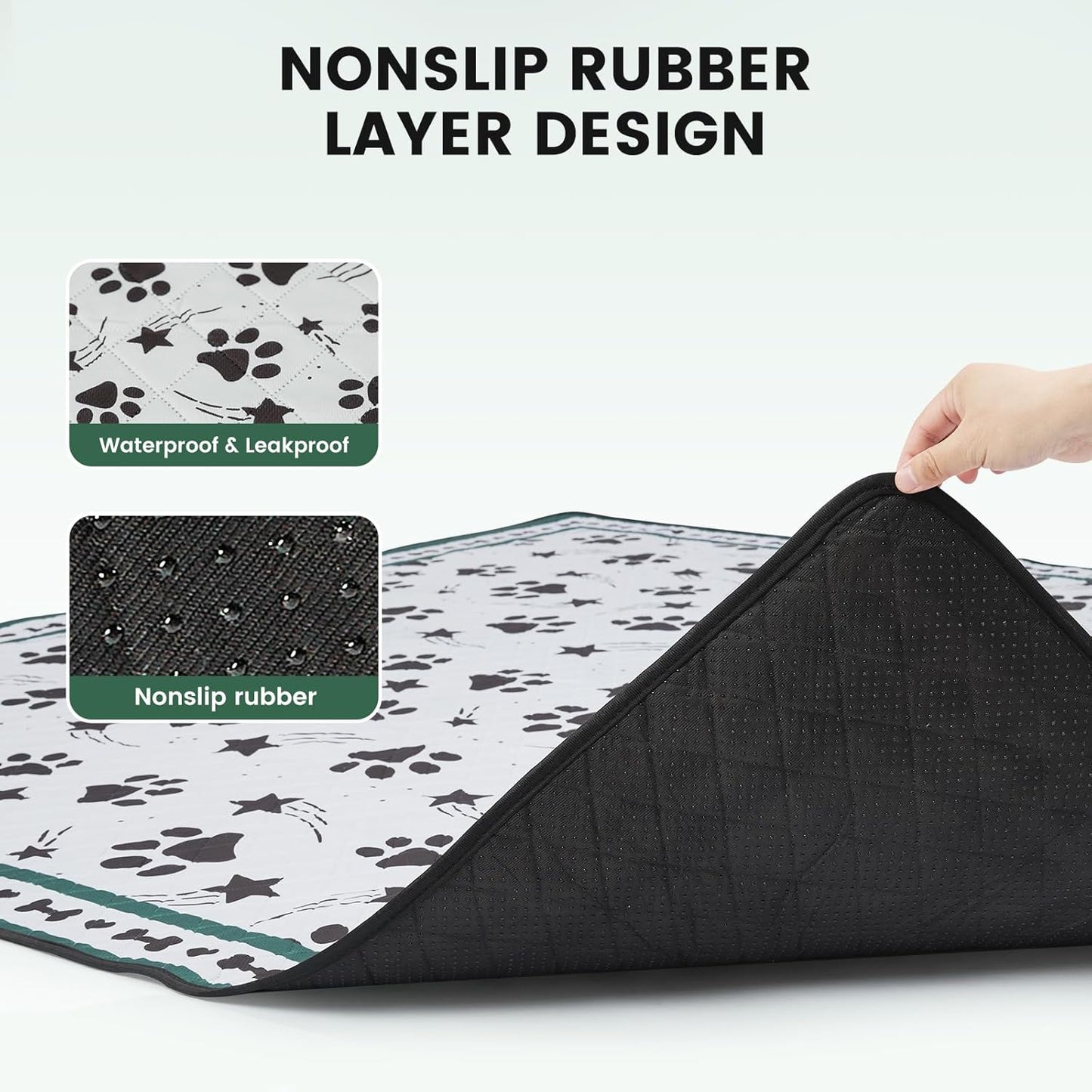 Gardner Pet Washable Dog Pee Pads, 72'' x 72'' Non Slip Dog Mats with Great Urine Absorption, Reusable Puppy Pee Pads for Potty Training - 1 Pack