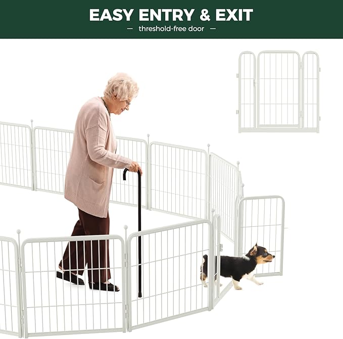 FXW Rollick Unleashed Dog Playpen for Indoor, Yard, RV Camping, 24 inch 16 Panels for Small and Puppy Dogs, White│Patented