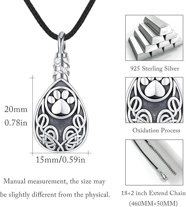 CUOKA MIRACLE Urn Necklace Ashes Sterling Silver Skull Urn Necklace Personalized Cremation Memorial Skull Ash Keepsake Pendant Cremation Jewelry