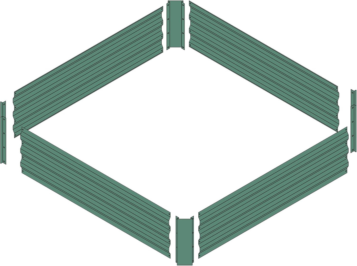 4x4x1ft Metal Raised Garden Bed Kit，Galvanized Garden Bed Box for Vegetables, Flowers, Herbs, and Succulents,120 Gallon Capacity - Green