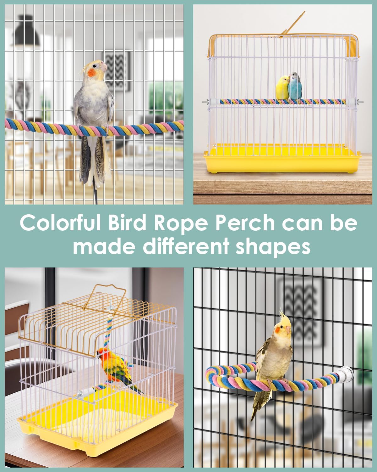 Bissap Conure Toys, 5 PCS Bird Foraging Shredder Hanging Swing Rope Perch Toys Sola Balls with Sand Hammer for Small Parrots Parakeets Conures Cockatiels Love Birds Cage Toy