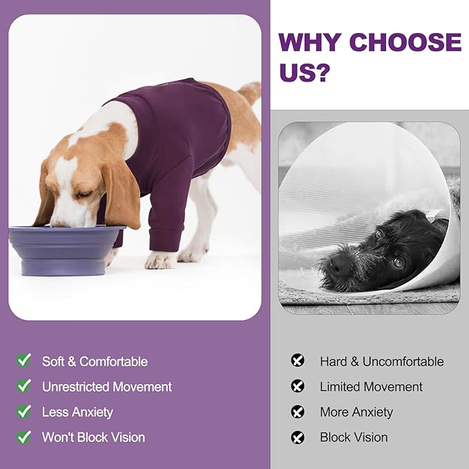 IDOMIK Dog Recovery Suit, Dog Surgery Recovery Suit Front Legs, Comfy Joint Leg Sleeves After Surgery, Elbow Braces Protector for Leg Injuries & Joint Pain, Cone Collar Alternatives,Purple,3XL