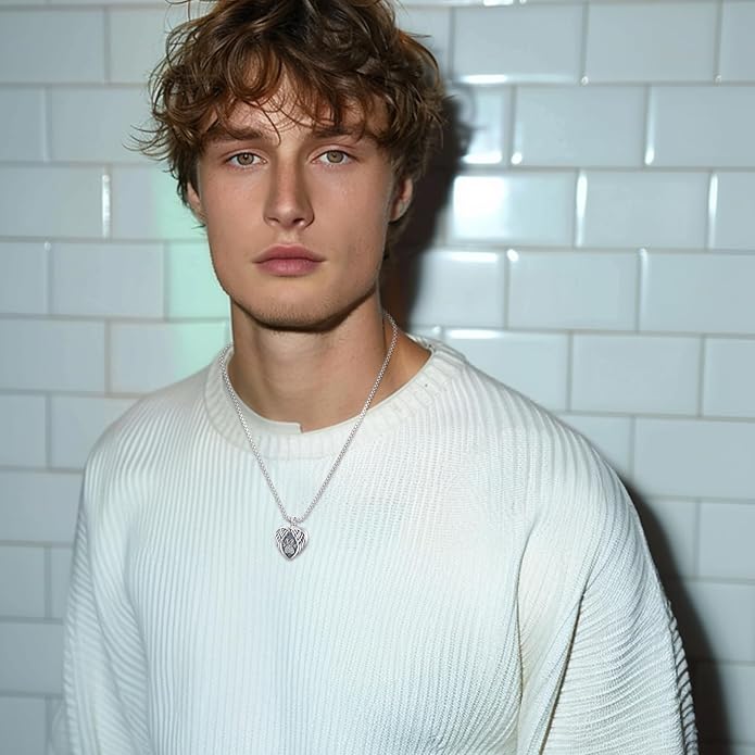 Eusense Cremation Jewelry for Ashes Urn Necklace to Put Ashes In 925 Sterling Silver Memorial Pendant Heart Urn Necklaces for Ashes Necklace for Women Men