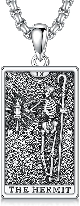 PELOVNY Tarot Card Necklace 925 Sterling Silver Skeleton Necklace The Sun Moon Star Strength Lovers Death Devil Fool Tarot Jewelry Christmas Birthday Gifts for Men Women Unisex