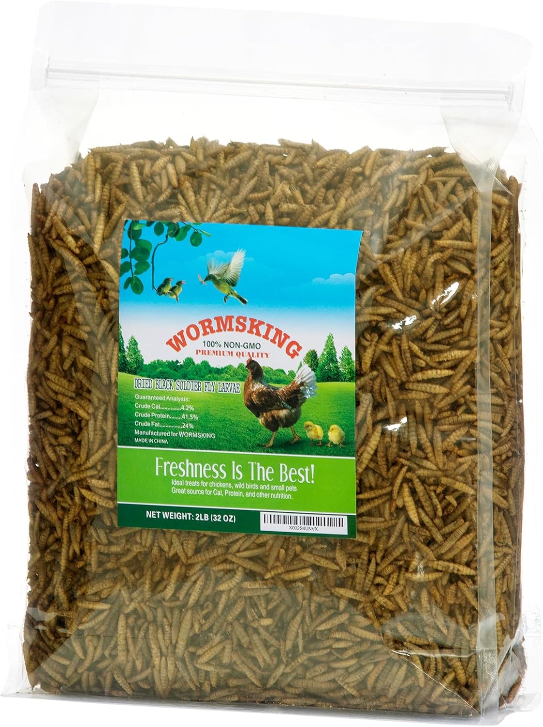2LB Dried Black Soldier Fly Larvae, More Calcium Than Dried Mealworms, High Protein Chicken Feed, Poultry Treat, Chicken Scratch