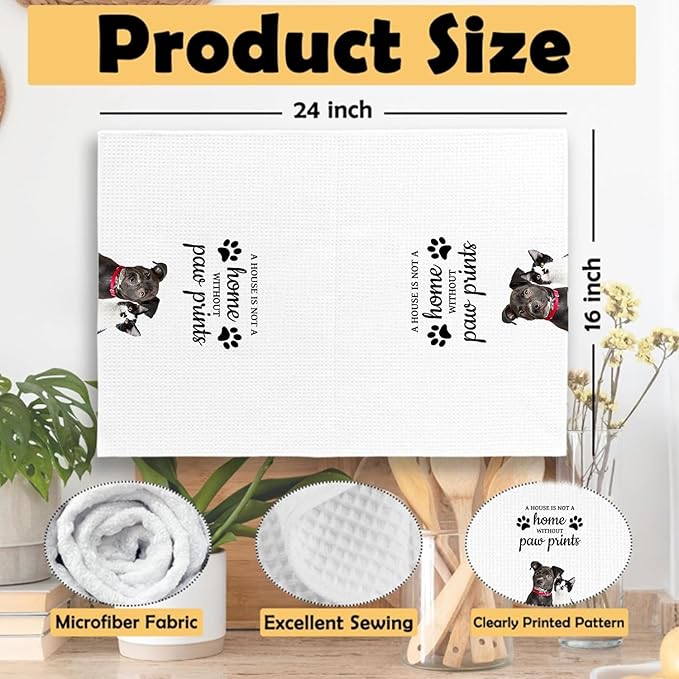 Dog Cat Themed Gifts Kitchen Bathroom Decor Towels 16″×24″, Dog Cat Lovers Gifts for Girls Mom Women, A House is Not A Home Without Paw Prints Bathroom Kitchen Tea Dish Hand Towels