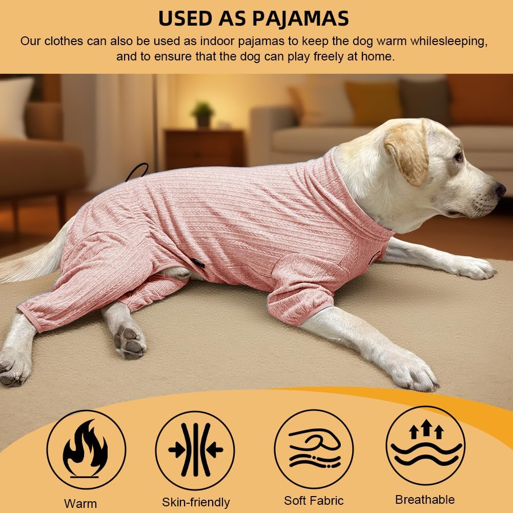 Dog Pyjamas PJS Sweater Clothing and Loungewear Suitable for Medium to Large Breeds of Dogs, Neutering Suits, Extra-Large Stretch Fabric, Four-Legged Dogs Clothes Pyjamas (Sweater Pink, 2XL)