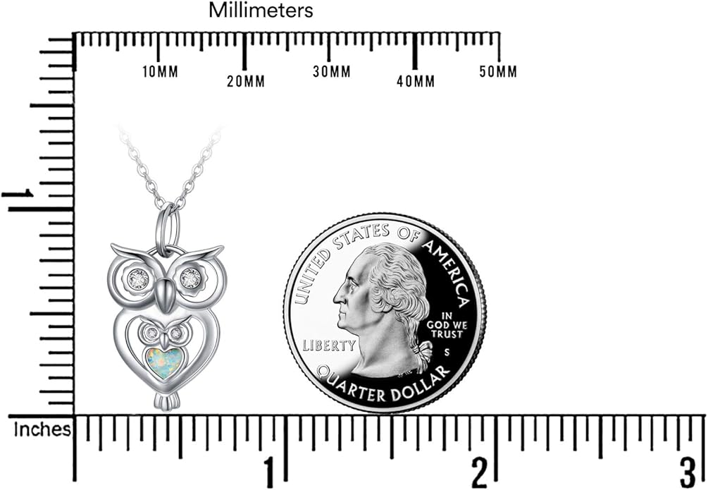 JUSTKIDSTOY Opal Owl Necklace for Women 925 Sterling Silver Pendant Necklace Animal Ornament Owl Jewelry Christmas Gifts for Mother