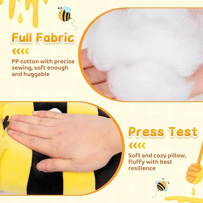 Cute Black Axolotl Bee Plush, Kawaii Plushies Honeybee Stuffed Toy, Axolotl Plushie with Bee Outfit Costume, Animal Hugging Cuddly Pillow, Soft Squishy Gifts for Girls Kids(8 Inch)