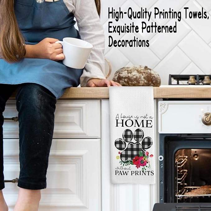 Dog Gifts Kitchen Bathroom Decor Towels 16″×24″,Dog Lovers Gifts for Girls Mom Women,A House is Not A Home Without Paw Prints Bathroom Kitchen Dish Hand Towels