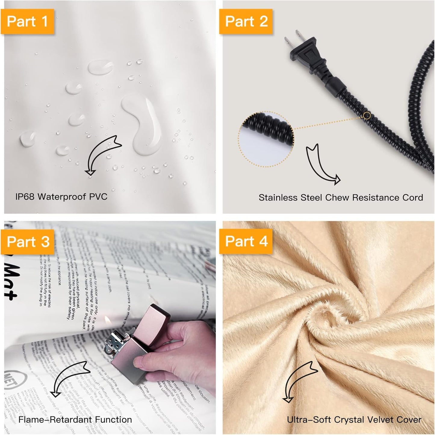 Toozey Large Pet Heating Pad, 6 Adjustable Temperature Heated Dog Bed with Timer, Waterproof Electric Heated Mat for Dogs and Cats, Chew Resistant Cord, Safe Indoor Use, 35x24in