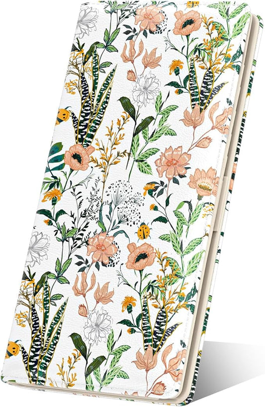 Nipichsha Womens Wallet, RFID Slim Wallets for Women, Thin Ladies Credit Card Holder Purse, Cute Leather Bifold Clutch Billfold with 11 Card Slots & ID Window, Village Road Flowers