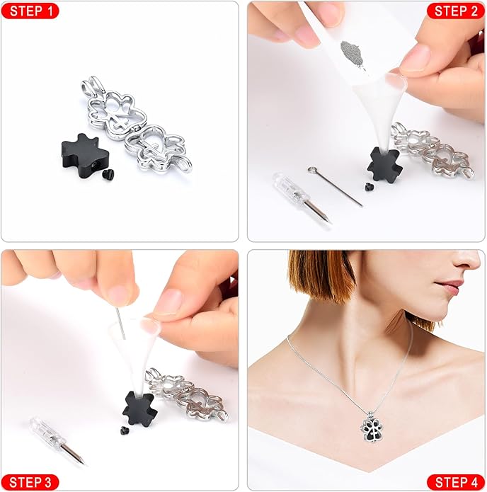 Pet Cremation Jewelry for Dog/Cat Paw Stainless Steel Memorial Locket Urn Necklace with Hollow Urn Cremation Jewelry for Ashes