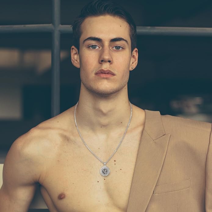 Picture Locket Necklace for Women Men Rose 14K Real Gold 925 Sterling Silver Jewelry Heart Locket Necklace that Holds Pictures Tree of Life Viking Wolf Celtic Knot St Christopher St Michael Pendant