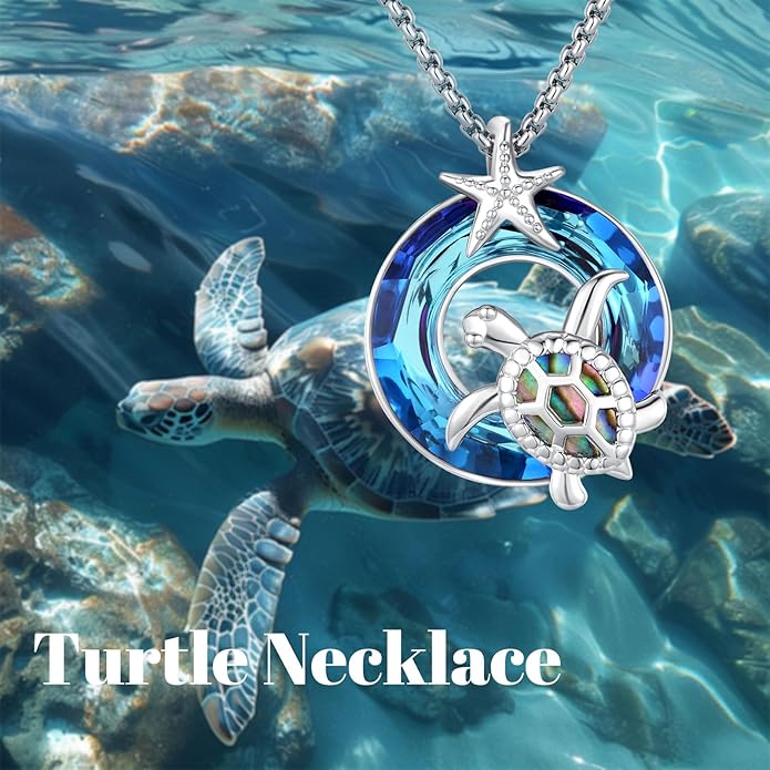 AUDINCCED Black Cat Necklace Turtle Necklace Gothic Jewelry Butterfly Necklace Cat Necklace 925 Sterling Silver Crescent Moon Necklace for Women Cat Gifts for Cat Lovers