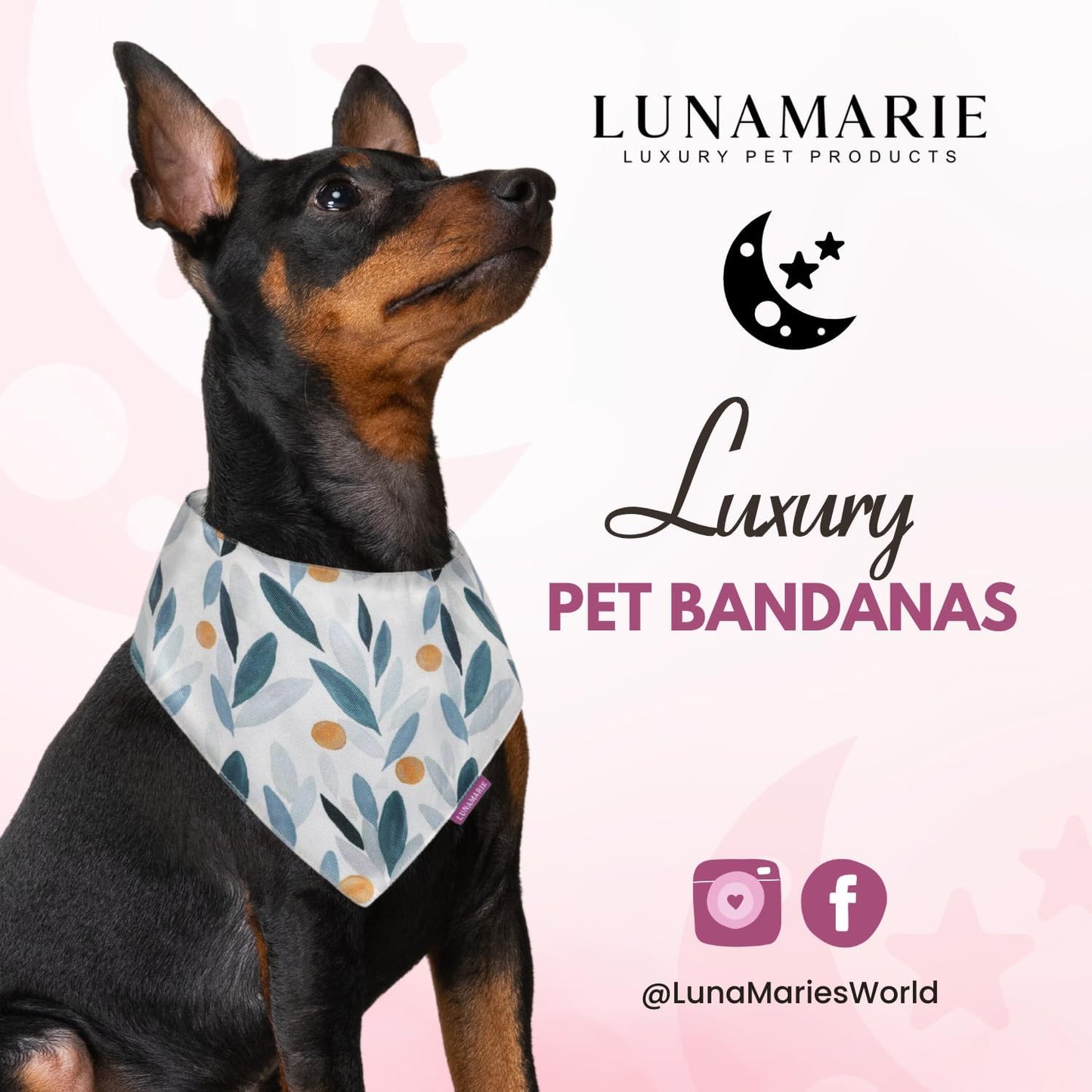 LunaMarie - Luxury Pet Birthday Bandanas -Premium & Silky Poly Fabric | 100% Handmade | Custom Shape Dual Layered (Green/Orange Floral, X-Small)