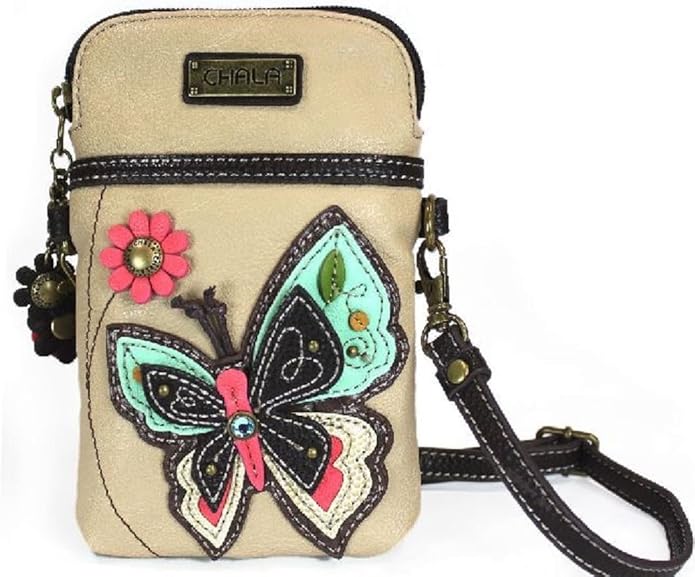 CHALA Cell Phone Crossbody Purse-Women PU Leather/Canvas Multicolor Handbag with Adjustable Strap