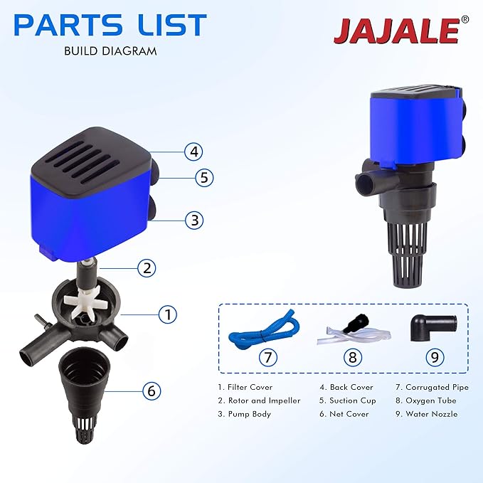 Water Pump 210 GPH Submersible Internal Aquarium Powerhead Water Pump Ultra Quiet for Aquarium,Fish Tank -2 Pack