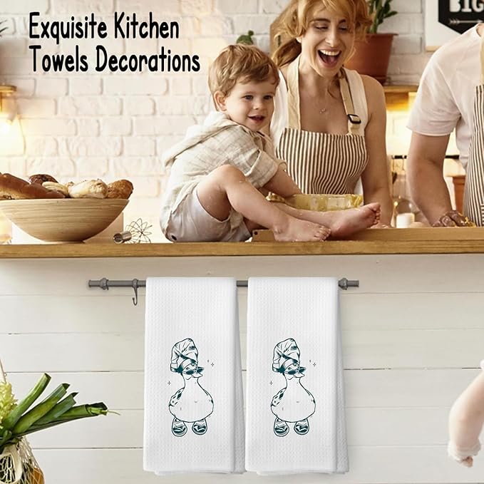 Funny Bar Kitchen Bathroom Decor Towels - Funny Housewarming Kitchen Dish Towels Gift for Family Friends Colleagues, Cool Duck in Slippers Bathroom Hand Towels 16″×24″Inches