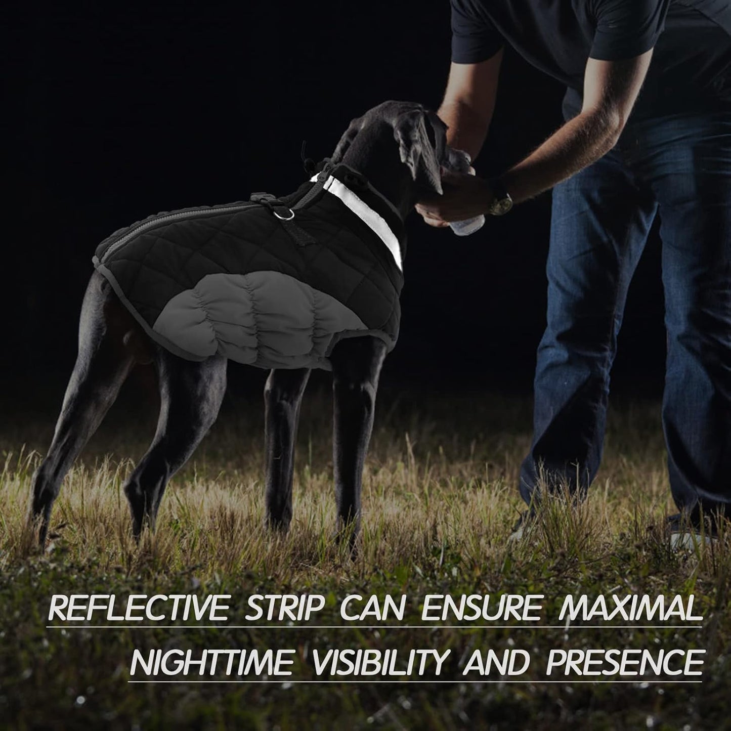 FUAMEY Dog Coat for Small Dogs,Waterproof Dog Winter Jacket with Harness Built in Puppy Cold Weather Coats Reflective Pet Vest with Zipper Warm Fleece Dogs Snowsuit Windproof Black S