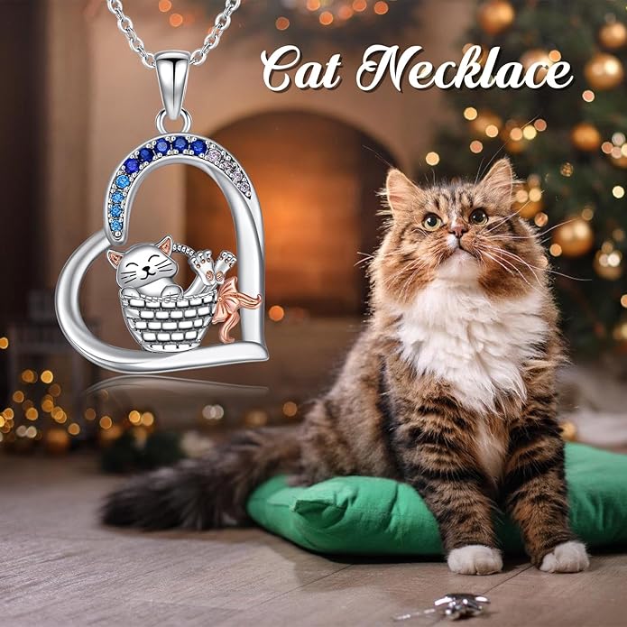 Cat Squirrel Llama Raccoon Tiger Cheetah Elephant Fox Sloth Koala Monkey Horse Dinosaur Axolotl Necklace Animal Pendant Heart Necklace 925 Sterling Silver